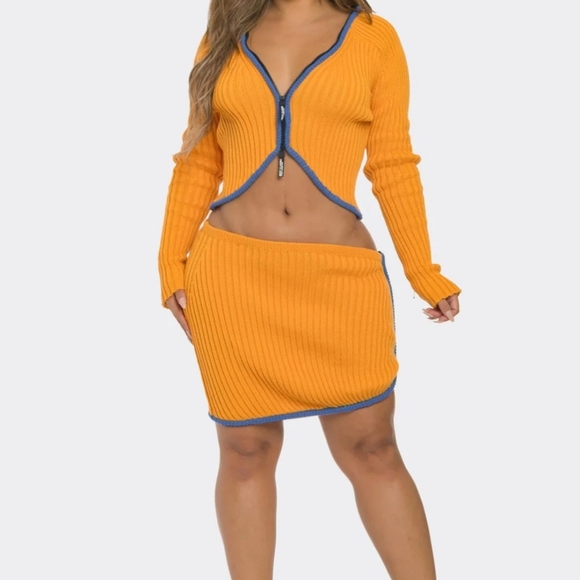 Finesse Rikey Orange Long Sleeve Top And Skirt Size XS/S - Picture 6 of 16